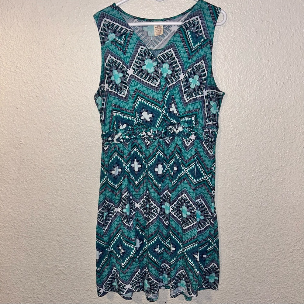 Faded Glory Blue Patterned Mini Dress